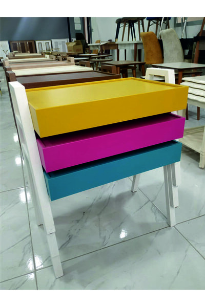 DORUK DEKOR Gökkuşagı Tepsi Sehpa 3 Lü101