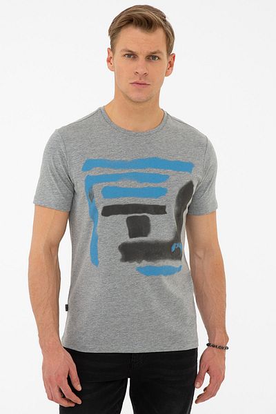 Pierre Cardin Μπλουζάκι με λαιμόκοψη σε γκρι Melange Slim Fit Crew