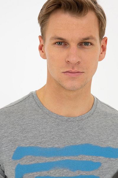 Pierre Cardin Μπλουζάκι με λαιμόκοψη σε γκρι Melange Slim Fit Crew