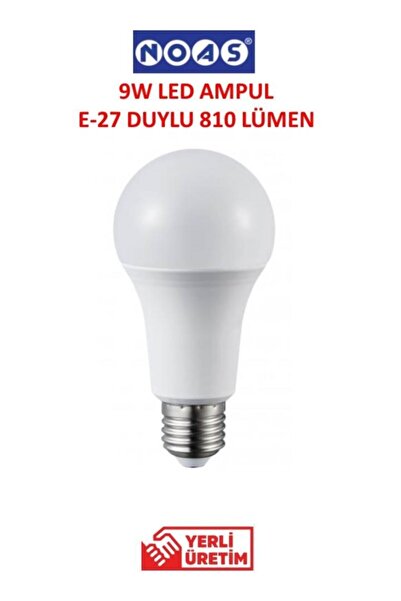 Noas 9w Led Ampul Beyaz Işık E-27 Duylu 10 Adet