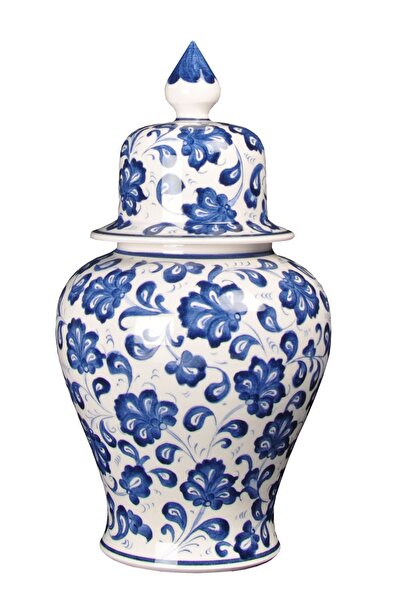 Qdec Bleu Blanc Şah Vazo Lotus