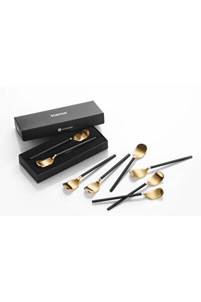 Tiamo Amor 6-Piece Teaspoon - Black Gold Steel