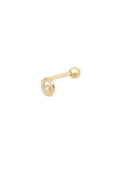 Erer Gümüş Women's Yellow Silver Jewelled Tragus Cartilage Piercing Single Earrings Hs87e366
