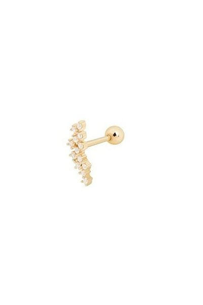 Erer Gümüş Women's Yellow Silver Jewelled Tragus Cartilage Piercing Single Earrings Hs87e9