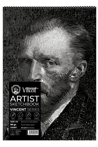 Vincent Vincent Artist Sketchbook - Ivory 90g A4 50 Sheets Sketchbook
