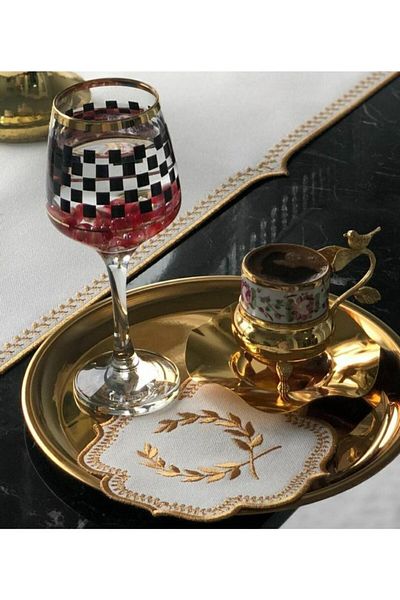 HİFA منديل كوكتيل مطرز 2 قطعة