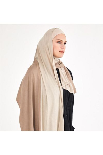 Differenza Two-Color Combed Cotton Shawl Dark Mink \ Light Mink