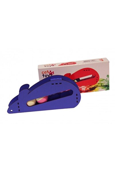 CAT TOYS لعبة القطط الخشبية على شكل فأر مع كرتين