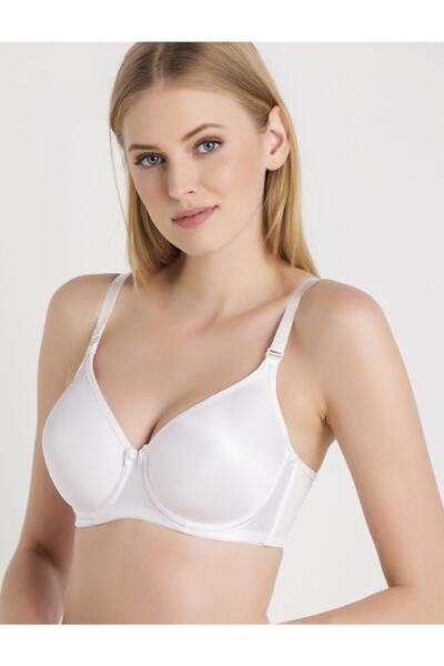 Magic Form Kadın Beyaz Düz Kumaşlı Ince Süngerli Büyük Beden Toparlayıcı Sütyen-5738
