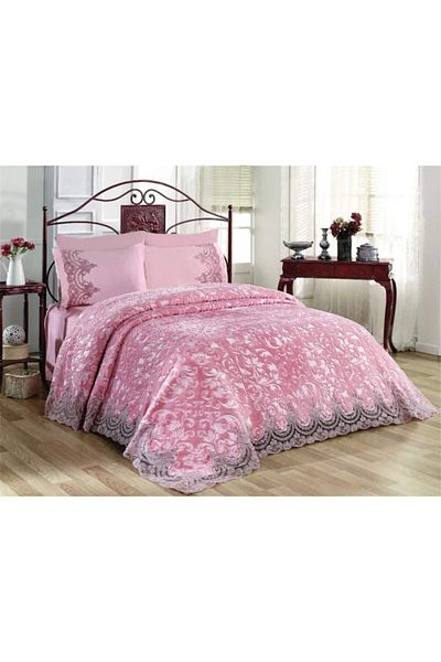 Mavikelebek French Laced Blanket Set