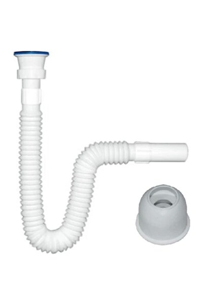 AKSUFEZ Körüklü Lavabo Sifonu Uzayan Lavabo Gider Borusu 90 cm Paslanmaz Süzg...