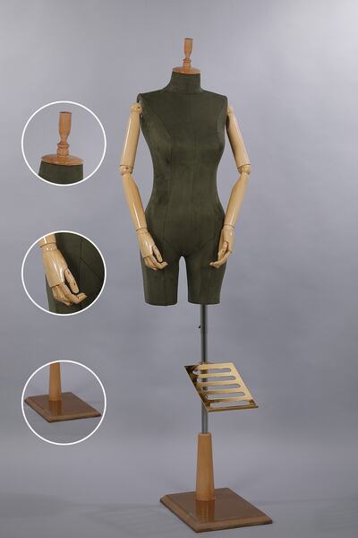 TERZİ DÜKKANI Ahşap Kukla Kollu Terzi Mankeni, Prova Mankeni, Vitrin Mankeni