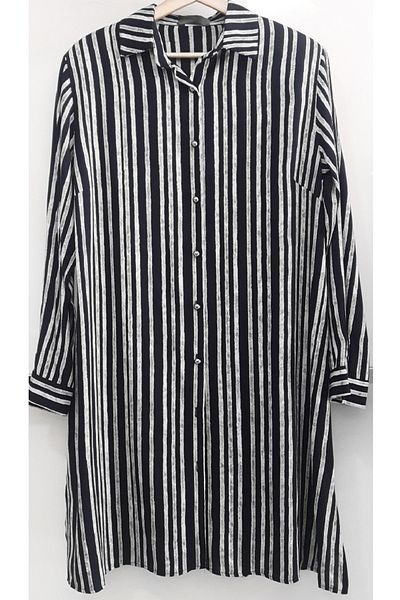 N.Y.YILDIZ N.y. Large Size Viscose Patterned Buttoned Mother Tunic