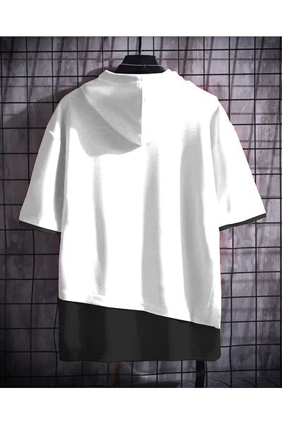 DE PLEIN Unisex White Oversize Hooded 100% Cotton T-shirt
