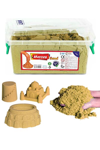 HEROES مجموعة قوالب رمل حركية طبيعية بوزن 5 كجم، وحوض رمل كبير وقوالب رمل لحي...
