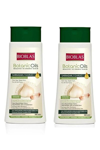 Bioblas Botanical Oils 2-Piece Garlic Shampoo Set - Nourishing and Repairing Care, 300ml