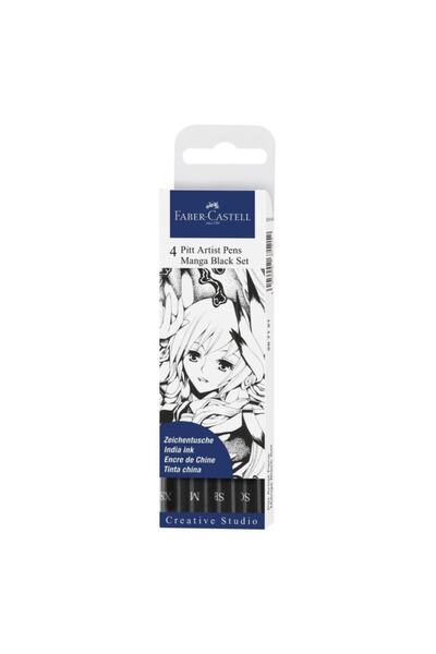 Faber Castell 4 Pitt Artist Pen Manga Black Set - Manga Çizim Seti