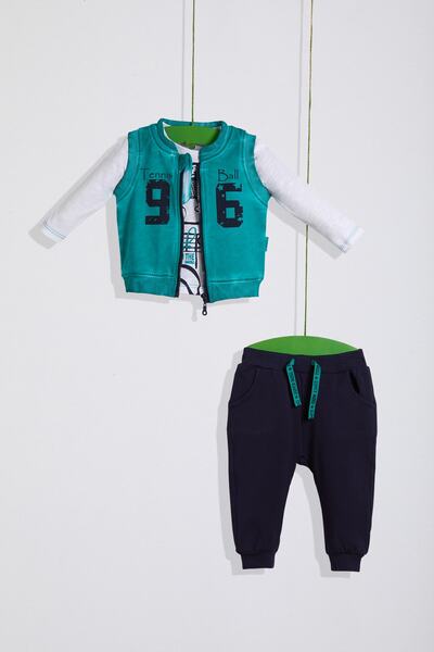 Wogi Erkek Bebek Yeşil Eşofman Takımı 3'lü 3-18 Ay