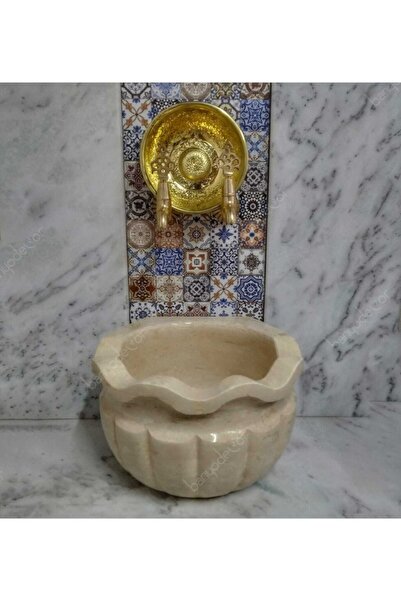 banyodecor Traverten Fırfır Kavun Dilimli Mermer Kurna