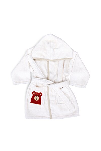 Minteks روب حمام أطفال طبيعي - دمية دب