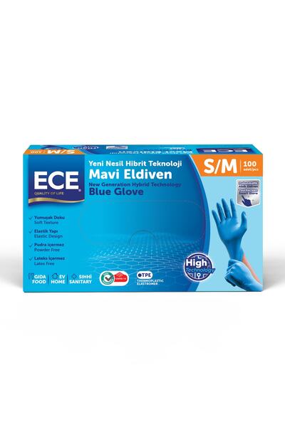 Ece Mavi Yeni Nesil Hibrit Teknoloji Eldiven S/m Beden 100'lü 1 Pk