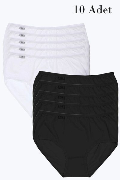 Tutku Chiloți bato cu talie înaltă din bumbac Lycra, 10 piese, culori mixte, negru-alb