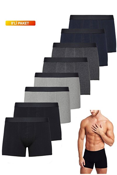 Genel Markalar Erkek Karışık Boxer 8'li Paket Pamuklu Likralı