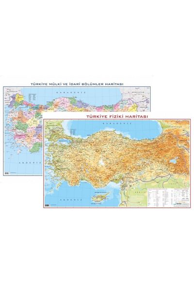 Gürbüz Harta fizică a Turciei Harta politică a Turciei cu două fețe 50x70 cm cu lamele