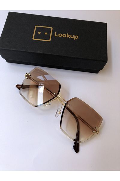 LOOKUP Lookup Smoked Laser Square Crystal Cut Gradient Women's Sunglasses