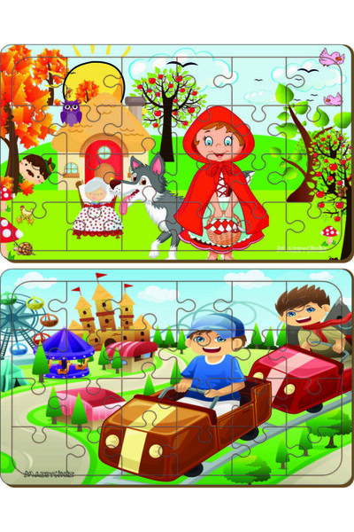 MAKETÇİNİZ Wooden 24 Piece Educational 2 Piece Jigsaw Puzzle Set