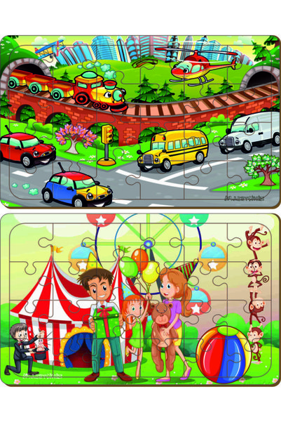 MAKETÇİNİZ Wooden 24 Piece Educational 2 Piece Jigsaw Puzzle Set