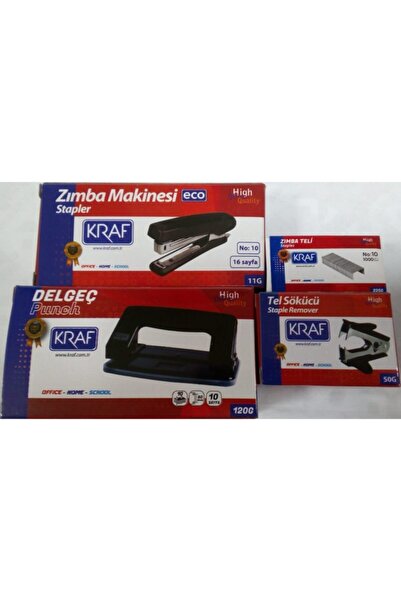 KRAF Staple, Hole Punch, Staple Remover, Staple Wire Black (Stationery Set)