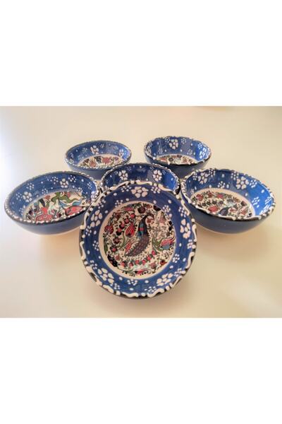 Stanpolis Çini Seramik El Yapımı Seramik 6'lı Kase Takım (LACİVERT)