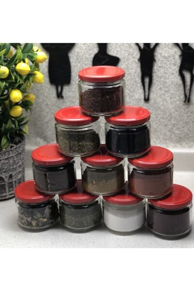 Multiamo Kırmızı Kapaklı 10 Adet 300 Cc Konseve Kavanoz /magnolia/baharatlık Kavanoz