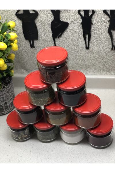 Multiamo Kırmızı Kapaklı 10 Adet 300 Cc Konseve Kavanoz /magnolia/baharatlık Kavanoz