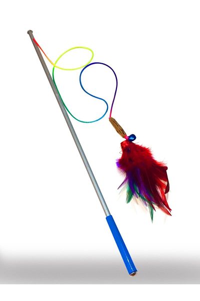 MATATABİ CATS 50cm Natural Matatabi - Cat Fishing Rod Toy with Rod, Feather and Rattles