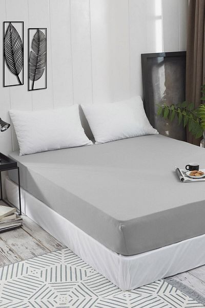 Elmira Textile Cearşaf de pat alb din bumbac pieptănat - 100x200 cm elastic