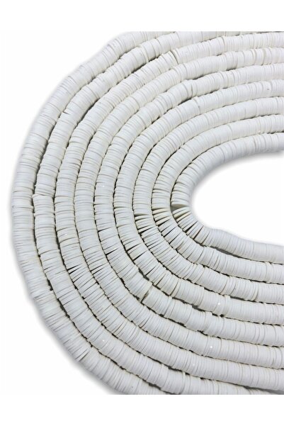 Hedef Bijuteri 8 مللي متر اللون الأبيض بوليمر كلاي فيمو حبة سلسلة ، 40 سنتيمت...