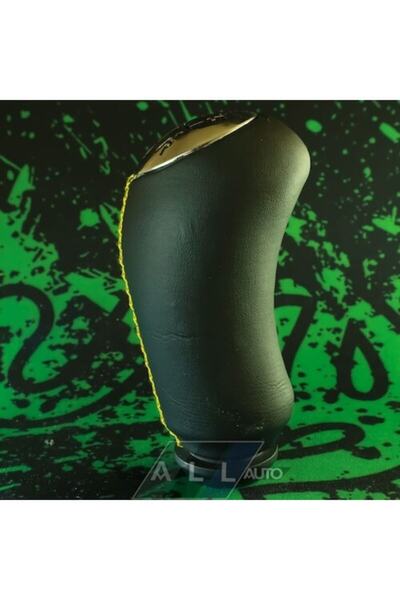 AutoAll Duster Logan Sandero Yellow Leather Stitched Shiny Cover Gear Shift Knob