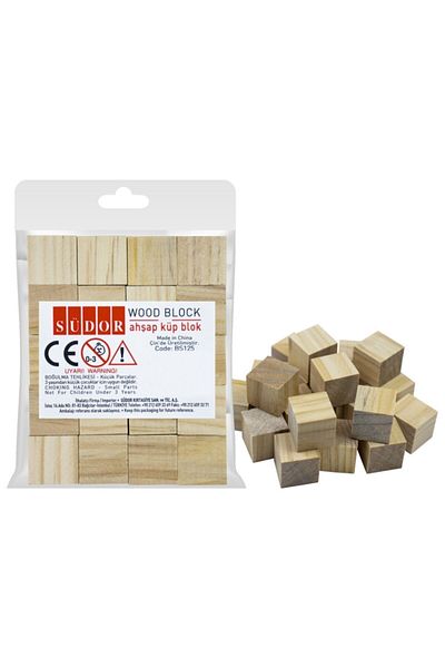 Südor Wooden Cube Block 20 Pieces Natural
