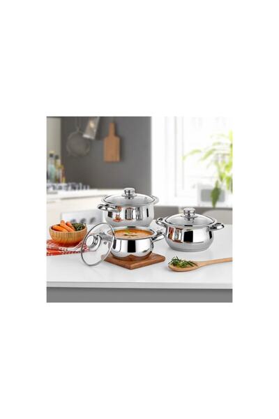 HERGÜNUYGUN طقم أواني طهي تشاكير 6 قطع جولسان (مع غطاء زجاجي)