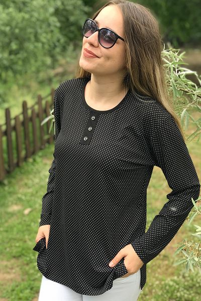Dinçerler tekstil Mother Puntieyeli Placket Cotton Based Long Sleeve Blouse
