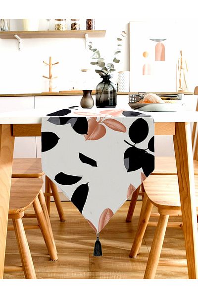 Benlisso Home 45x140 Design special, cu model de frunze, alergător rezistent la pete