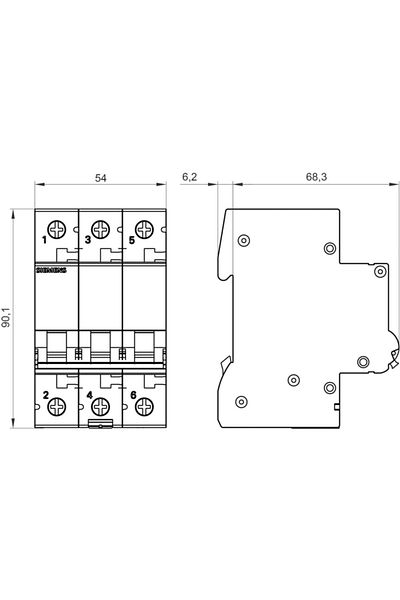 Siemens 3 X 32 Ampere Automatic Fuse with Switch C1 32a 6ka