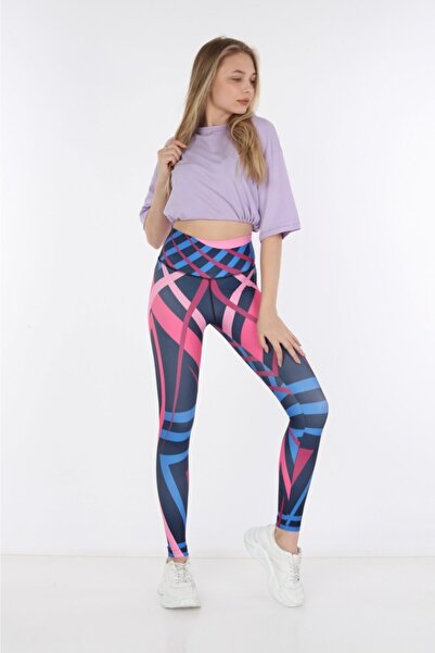 MAGZA Pink Line Patterned Sports Leggings