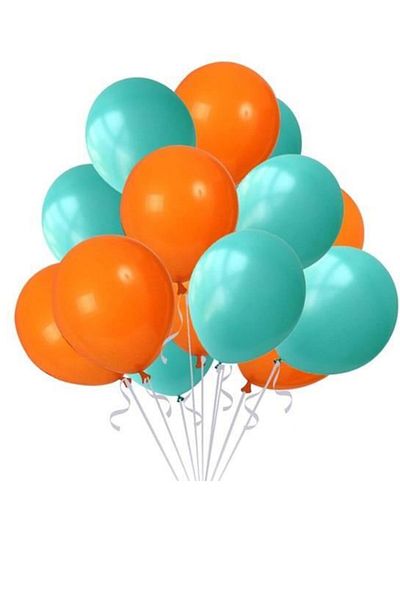 Parti dolabı Pack of 50 Mint Water Green Macaron Balloons - Orange Metallic Pearlescent Balloon