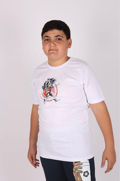 Çiggo Kids Παιδικό μπλουζάκι Unisex Guitarist Astronaut Printed Crew Neck Basic