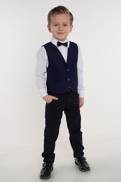 Buse&Eylül Bebe Navy Blue Two-Button Boy Tuxedo Suit