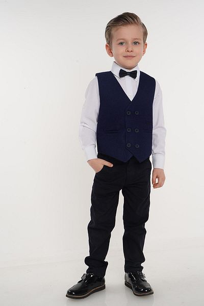 Buse&Eylül Bebe Navy Blue Six-Button Boy Tuxedo Set