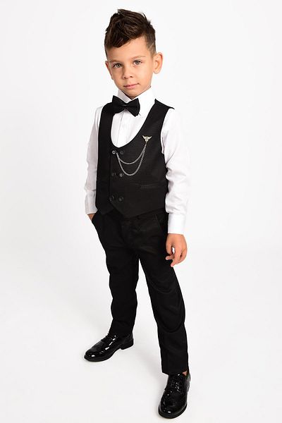 Buse&Eylül Bebe Black Chain Detailed Boy's Tuxedo Suit